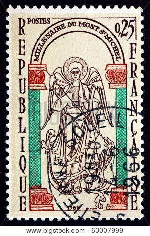 Postage Stamp France 1966 St. Michael Slaying The Dragon