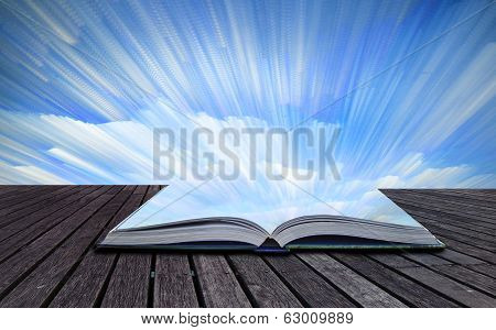 Book Concept Unique Abstract Time Lapse Stack Sunrise Landscape Over Rocky Coastline