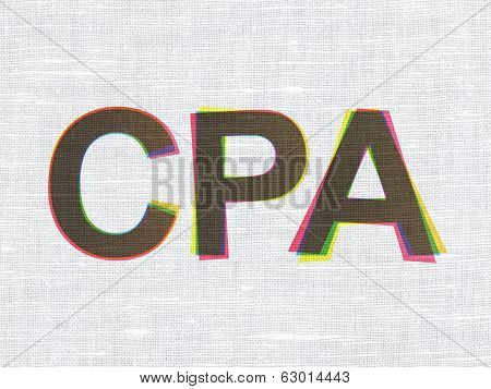 Business concept: CPA on fabric texture background