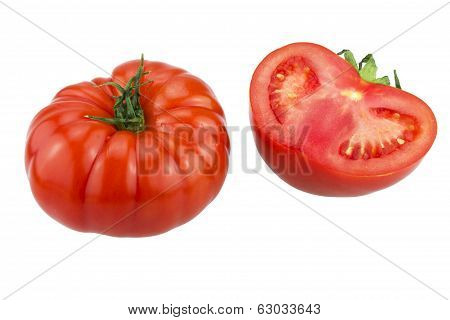 Fresh Big Tomatoes. Isolated on white.