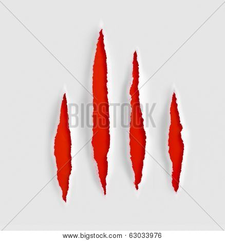 monster claw scratches on solid gray background
