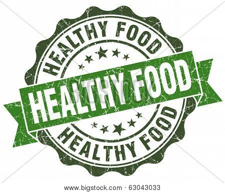 Healthy Food Green Grunge Retro Vintage Isolated Seal