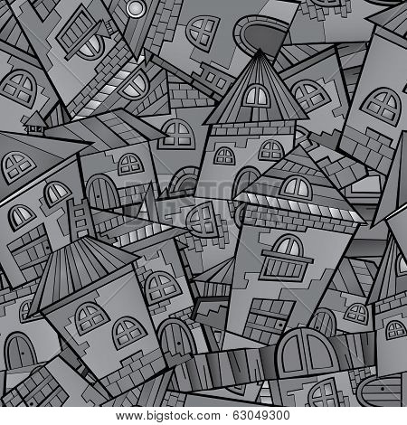Cartoon vector fairy tale drawing town