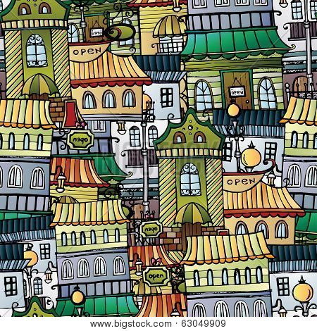 Cartoon vector fairy tale drawing town