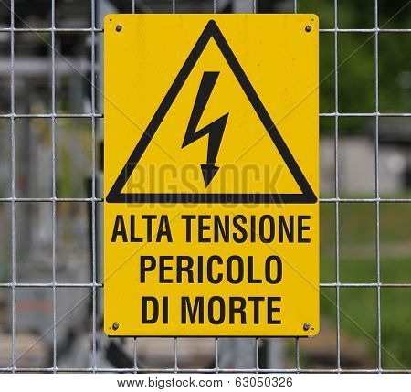 Yellow Sign For Danger High Voltage Attention 1