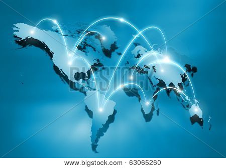 Background digital image of world map with connection lines