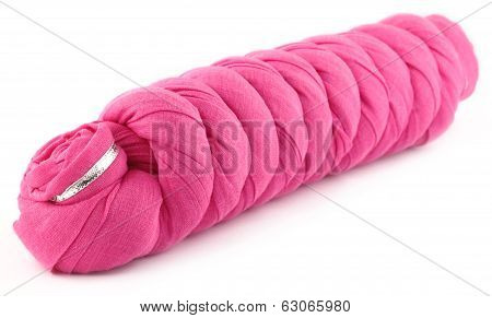 Rolled Pink Cotton Scarf