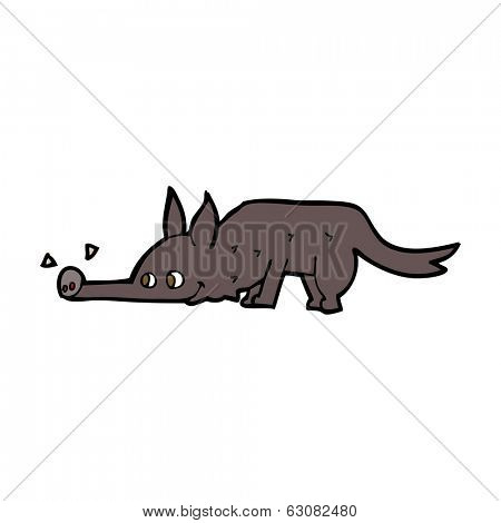 cartoon dog sniffing floor