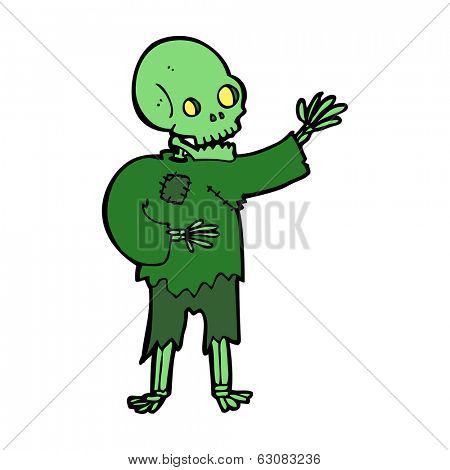 cartoon skeleton waving