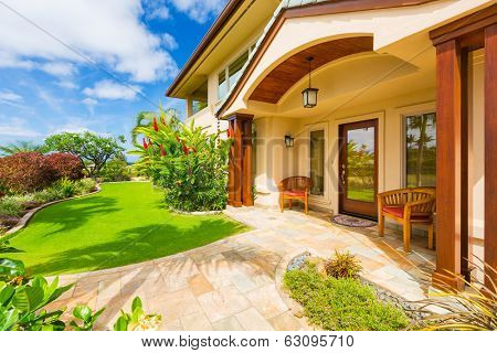 Beautiful Home Exterior, Luxury Home, Sunny Blue Sky
