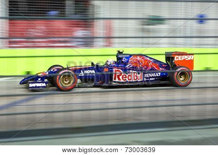 SINGAPORE - SEPTEMBER 20. Daniil Kyvat of Russia in Toro Rosso Renault took up 10th place in the Grand Prix Formula1 Singapore 20th SEPT 2014