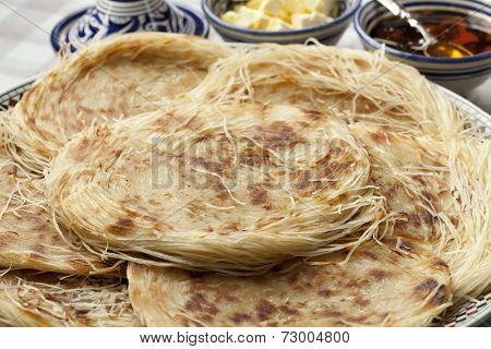 Moroccan special pancake Razat El Quadi close up
