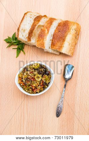 Pickled Olive Muffalatta Salad With Finely Chopped Cauliflower And Carrots.