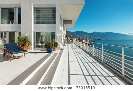 wide terrace of a penthouse, outside 