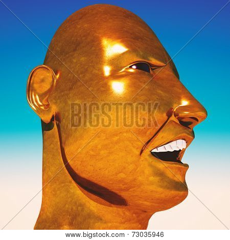 Dictator Mussolini portrait on sky background