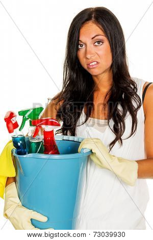 a young woman annoyed that they have to do the house cleaning.