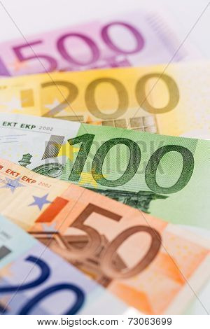 many different euro bills. symbol photo for wealth and investment.