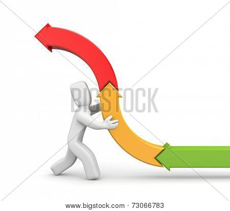 Person with arrows. Success metaphor