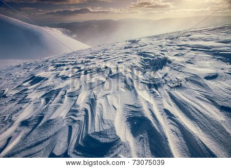 Winter landscape. Ukraine, the Carpathian mountains.