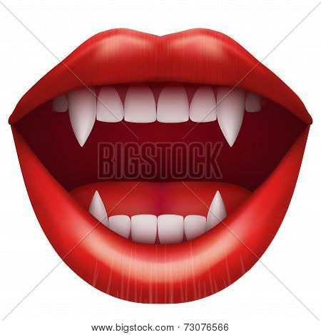 vampire mouth with open lips.
