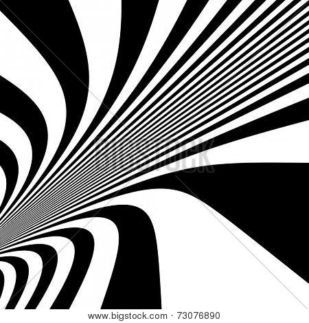 Pattern with optical illusion. Black and white background. Vector illustration. 