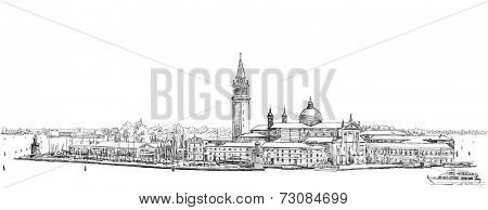 Venice - Island of San Giorgio Maggiore. Vector drawing