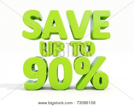 The phrase Save up to % on a white background