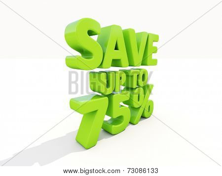 The phrase Save up to % on a white background
