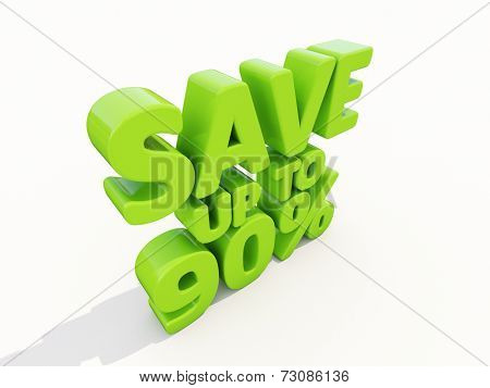The phrase Save up to % on a white background