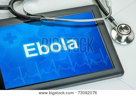 Tablet with the text Ebola on the display