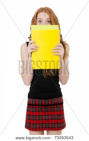 Young student isolated on white