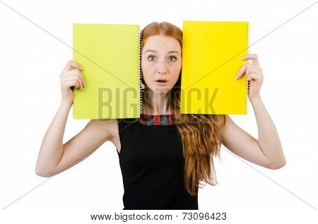 Young student isolated on white