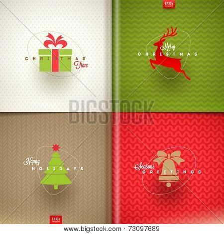 Set of Christmas greeting design - vector illustration