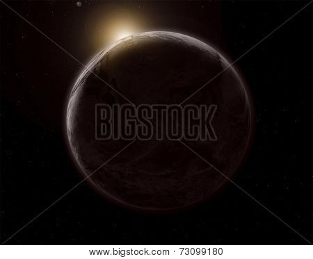 3D space background with the planet Earth in eclipse - elements of this image furnished from NASA