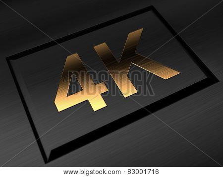 4K Ultra Hdtv Television Golden Symbol On Black