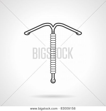 Black line vector icon for gynecology. IUD