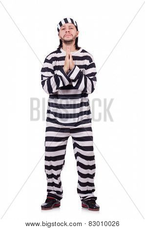 Prison inmate isolated on the white background
