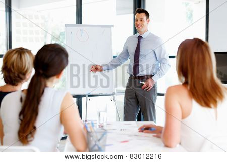 Businessman doing a presentaion in front of his collegues