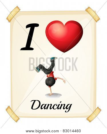 Illustration of I love dancing sign