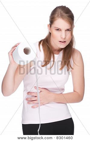 Mujer con papel higiénico