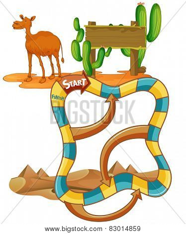Illustration of a puzzle game with camel and cactus