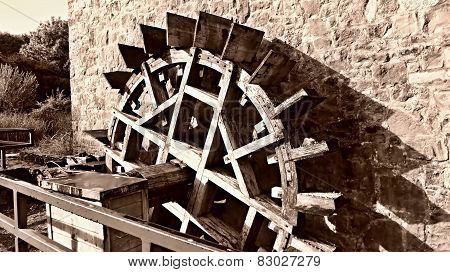 Old Wooden Watermill Wheel
