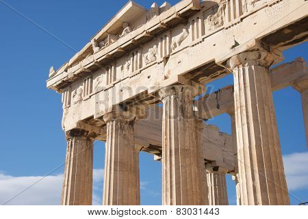 Colonnade And Pediment Of Parthenon Showing Sculptures