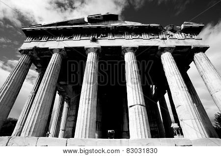 Mono Front Colonnade Of Temple Of Hephaistos