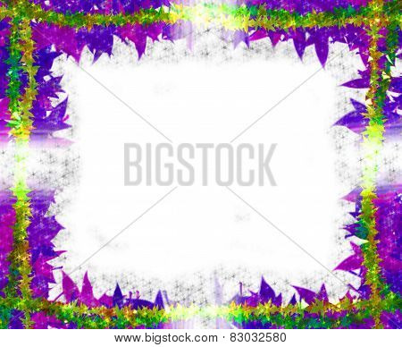 Colorful Leaves [maple] with little stars Border frame on white
