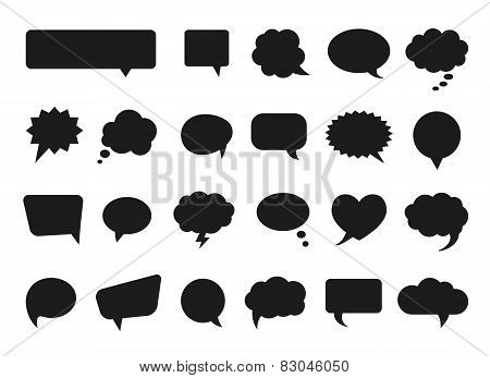 Talk and think vector comics bubbles silhouettes