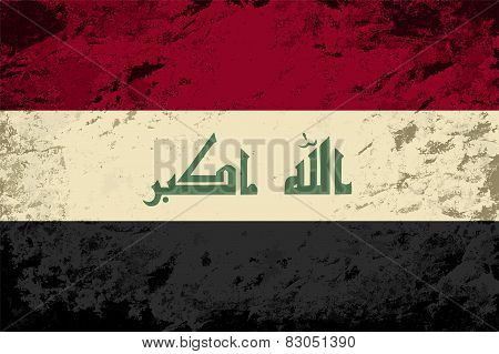 Iraqi flag. Grunge background. Vector illustration