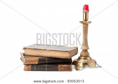 Old Book And Candlestick