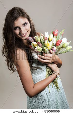 The Young Girl With Plastic Tulips
