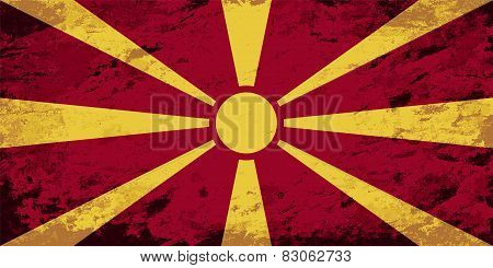 Macedonian flag. Grunge background. Vector illustration